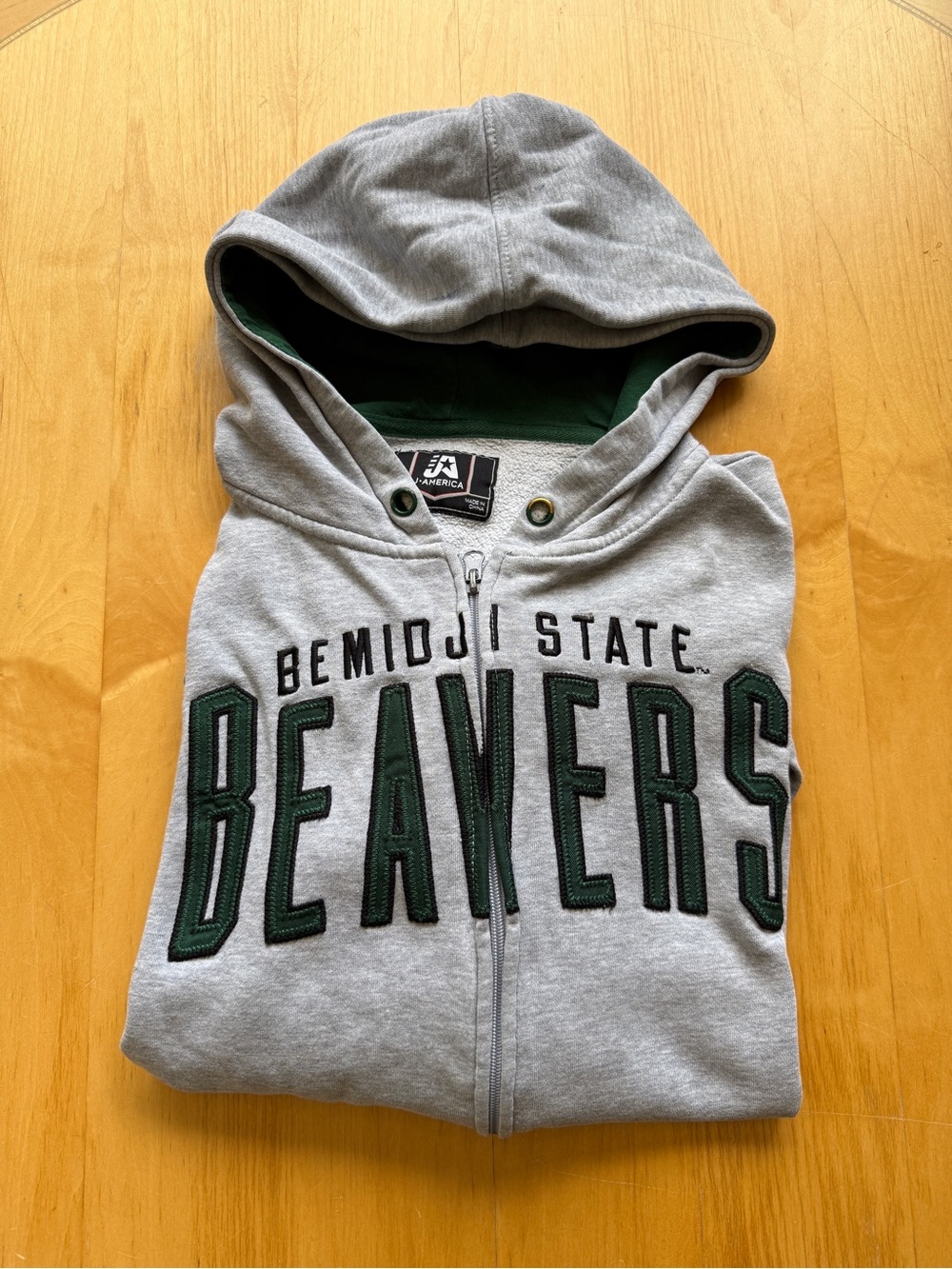 Bemidji State Beavers Full Zip Hoodie XXL Gray Embroidered College Sweatshirt